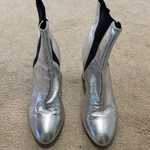 Rebecca Minkoff silver ankle sock bootie . Retail 169, paid 110.